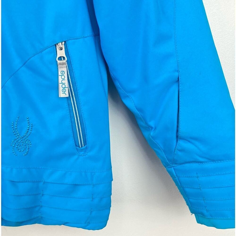 SPYDER Girls Blue Hooded Jacket with Embroidery - Size 12 - Picture 9 of 10